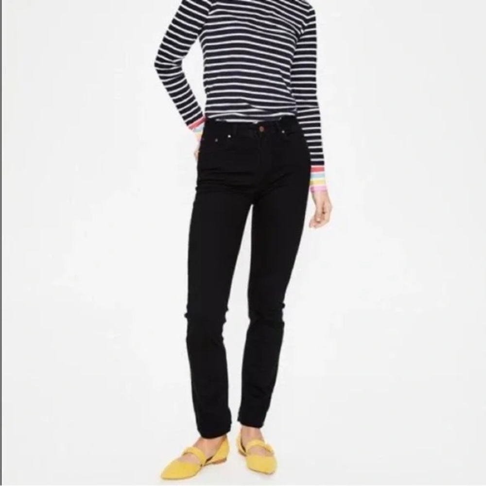 Boden The Trafalgar Straight Leg Black Denim Trousers Size 4P